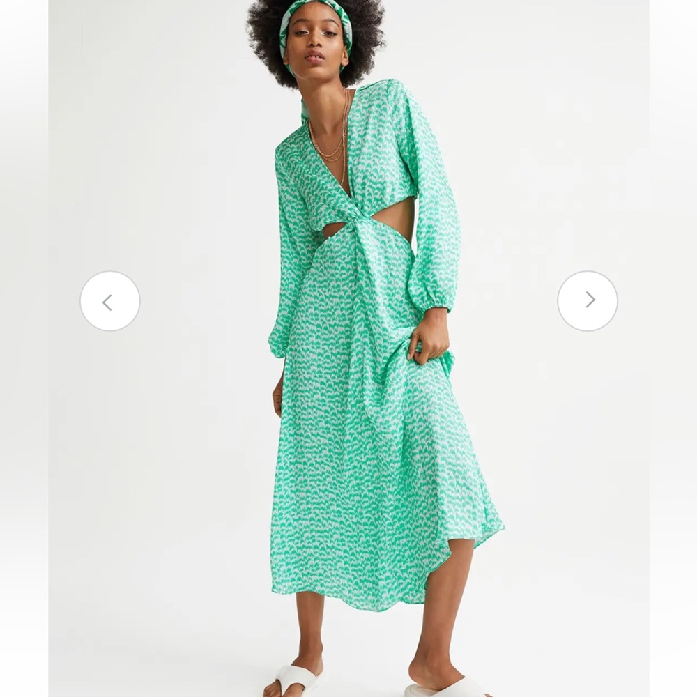 H&M cut out balloon sleeve crepe dress